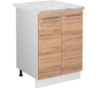 Vicco meuble bas de cuisine Fame-Line, 60 cm , PT Marbre, Chêne de force doré/Blanc