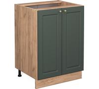Vicco Meuble Bas de Cuisine Fame-Line, Vert Or Campagne/Chêne de Force doré, 60 cm sans Plan de Travail