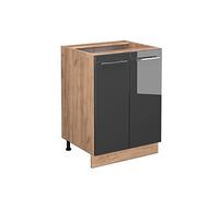 Vicco Meuble Bas de Cuisine Fame-Line, Anthracite Haute Brillance, 60cm