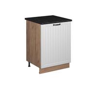 Vicco Meuble Bas de Cuisine Fame-Line, Blanc Campagne/Chêne de Force doré, 60cm 1 Porte avec Plan de Travail