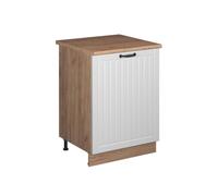 Vicco Meuble Bas de Cuisine Fame-Line, Blanc Campagne/Chêne de Force doré, 60cm 1 Porte avec Plan de Travail