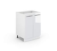 Vicco Meuble Bas de Cuisine Fame-Line, Blanc Haute Brillance/Blanc, 60 cm sans Plan de Travail