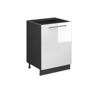 Vicco Meuble Bas de Cuisine Fame-Line, Blanc Haute Brillance/Anthracite, 60cm 1 Porte sans Plan de Travail