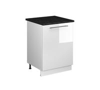 Vicco Meuble Bas de Cuisine Fame-Line, Blanc Haute Brillance/Blanc, 60cm 1 Porte avec Plan de Travail