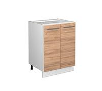Vicco Meuble Bas de Cuisine Fame-Line, Chêne de Force doré/Blanc, 60 cm sans Plan de Travail