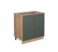 Vicco Meuble Bas de Cuisine Fame-Line, Vert Or Campagne, 80cm avec étagère, sans PT