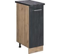 Vicco Meuble bas de cuisine R-Line, 30cm PT Anthracite, Béton noir/Chêne de force doré
