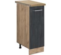 Vicco Meuble bas de cuisine R-Line, 30cm PT Chêne, Béton noir/Chêne de force doré
