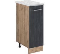 Vicco Meuble bas de cuisine : R-Line, 30cm PT Marbre, Béton noir/Chêne de force doré