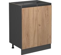 Vicco meuble bas de cuisine R-Line, 60 cm J-Shape, sans plan de travail, Chêne de force doré/Anthracite