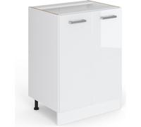 Vicco Meuble Bas de Cuisine R-Line, Blanc Haute Brillance/Blanc, 60 cm sans Plan de Travail