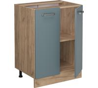 Vicco Meuble Bas de Cuisine R-Line, Bleu-Gris/Chêne de Force doré, 60 cm sans Plan de Travail