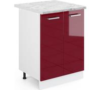 Vicco Meuble bas de cuisine R-Line, 60cm , PT Marbre, Rouge brillant/Blanc