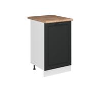 Vicco Meuble Bas de Cuisine R-Line, Anthracite Campagne/Blanc 50 cm | Façade en MDF · Plan de travail incl. · Pieds réglables en hauteur · 1 Tablette · Librement combinable