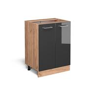 Vicco Meuble Bas de Cuisine R-Line, Anthracite Haute Brillance, 60cm sans PT, pour Une Combinaison Libre au Sein de systèmes de Cuisine modulaires