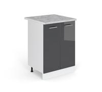 Vicco Meuble Bas de Cuisine R-Line, Anthracite Haute Brillance/Blanc, 60 cm, PT Marbre