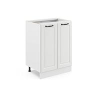 Vicco Meuble Bas de Cuisine R-Line, Blanc Campagne, 60cm | Façade en MDF · Sans plan de travail · Pieds réglables en hauteur · 1 Tablette · Librement combinable