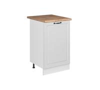 Vicco Meuble Bas de Cuisine R-Line, Blanc Campagne/Blanc 50 cm | Façade en MDF · Plan de travail incl. · Pieds réglables en hauteur · 1 Tablette · Librement combinable