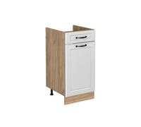 Vicco Meuble Bas de Cuisine R-Line, Blanc Campagne/Chêne doré 40 cm | Façade en MDF · Sans plan de travail · Pieds réglables en hauteur · 1 Porte · Librement combinable