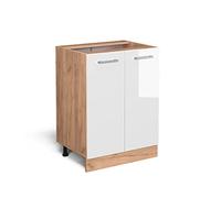 Vicco Meuble Bas de Cuisine R-Line, Blanc Haute Brillance, 60cm