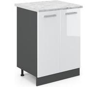 Vicco Meuble Bas de Cuisine R-Line, Blanc Haute Brillance/Anthracite, PT Marbre