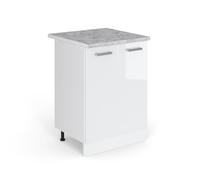 Vicco Meuble Bas de Cuisine R-Line, Blanc Haute Brillance, 60cm, PT Marbre, pour Une Combinaison Libre au Sein de systèmes de Cuisine modulaires