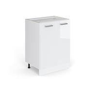 Vicco Meuble Bas de Cuisine R-Line, Blanc Haute Brillance, 60cm sans PT, pour Une Combinaison Libre au Sein de systèmes de Cuisine modulaires