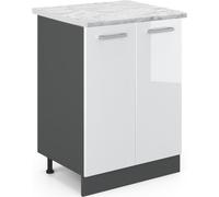 Vicco meuble bas de cuisine R-Line, , Blanc Haute brillance/Anthracite