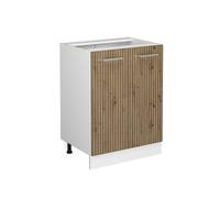 Vicco Meuble Bas de Cuisine R-Line, Chêne Artisan/Blanc, 60 cm sans Plan de Travail