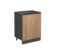 Vicco Meuble Bas de Cuisine R-Line, Chêne de Force doré, 60cm J-Shape, sans PT, pour Une Combinaison Libre au Sein de systèmes de Cuisine modulaires