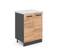 Vicco Meuble Bas de Cuisine R-Line, Chêne de Force doré, 60cm PT Marbre