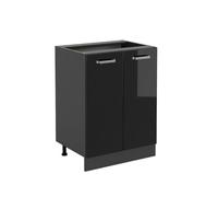 Vicco Meuble Bas de Cuisine R-Line, Noir Haute Brillance, 60cm sans PT, pour Une Combinaison Libre au Sein de systèmes de Cuisine modulaires