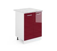 Vicco Meuble Bas de Cuisine R-Line, Rouge Brillant, 60cm, PT Marbre