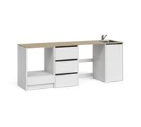 Vicco Meuble Bas de Cuisine Viktor, Blanc/Chêne Artisan, avec évier et Robinet