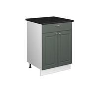 Vicco Meuble Bas pour évier/Plaque Fame-Line, Vert Or Campagne/Blanc, 60cm avec tiroir, PT Anthracite, Utilisation Flexible - adapté pour Plaque de Cuisson ou évier