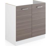 Vicco Meuble bas pour l'évier R-Line, 80cm avec portes, sans PT, Gris/Blanc