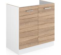 Vicco Meuble bas pour l'évier R-Line, 80cm avec portes, sans PT, Sonoma/Blanc