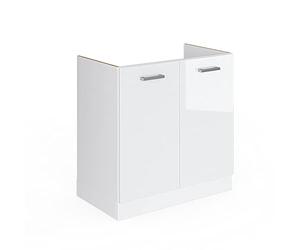 Vicco Meuble Bas pour l'évier R-Line, Blanc Haute Brillance, 80cm avec Portes, sans PT, adapté au Montage sous Les Plans de Travail dans Les Cuisines