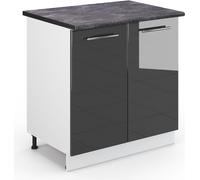 Vicco meuble bas sous-évier Fame-Line, 80 cm avec étagère, PT Anthracite, Anthracite Haute brillance/Blanc
