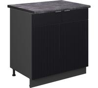 Vicco Meuble bas sous-évier Fame-Line, 80 cm avec étagère, PT Anthracite, Noir rayé/Anthracite
