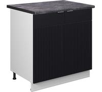 Vicco Meuble bas sous-évier Fame-Line, 80 cm avec étagère, PT Anthracite, Noir rayé/Blanc
