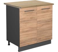 Vicco meuble bas sous-évier Fame-Line, 80 cm avec étagère, PT Chêne, Chêne de force doré/Anthracite