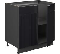 Vicco Meuble bas sous-évier Fame-Line, 80 cm avec étagère, PT Chêne, Noir rayé/Anthracite