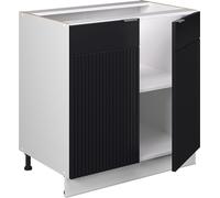 Vicco Meuble bas sous-évier Fame-Line, 80 cm avec étagère, PT Chêne, Noir rayé/Blanc