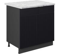Vicco Meuble bas sous-évier Fame-Line, 80 cm avec étagère, PT Marbre, Noir rayé/Anthracite