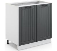 Vicco meuble bas sous-évier Fame-Line, 80 cm avec étagère, sans plan de travail, Anthracite/Blanc