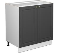 Vicco meuble bas sous-évier Fame-Line, 80 cm avec étagère, sans plan de travail, Anthracite-or/Blanc