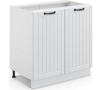 Vicco meuble bas sous-évier Fame-Line, 80 cm avec étagère, sans plan de travail, Blanc campagne/Blanc