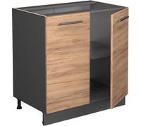 Vicco meuble bas sous-évier Fame-Line, Chêne de force doré, 80 cm avec étagère, sans plan de travail