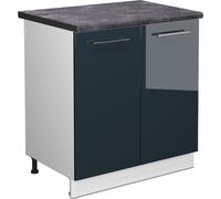 Vicco meuble bas sous-évier Fame-Line, 80 cm , PT Anthracite, Bleu foncé brillant/Blanc